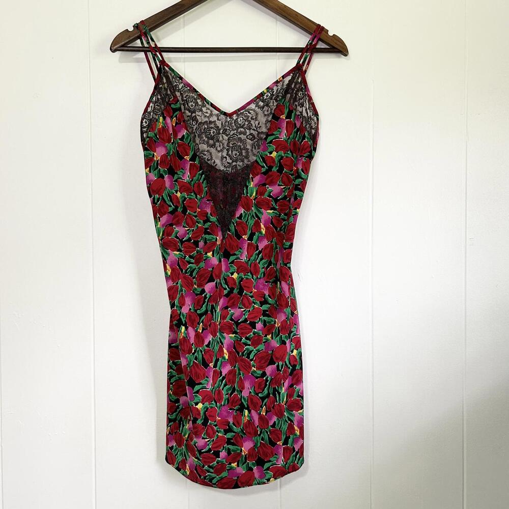 Vintage Gold Tag Victoria’s Secret Lace Floral Satin Slip Dress Women's Small
